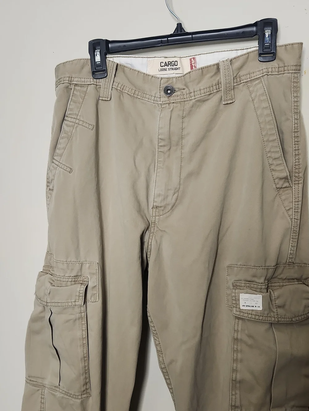 Men's Baggy Levis Cargo Loose Straight Y2K Pants - Khaki